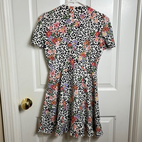 Zara Cheetah Floral Wrap Mini Dress 90s Y2K Size XS - Picture 5 of 11